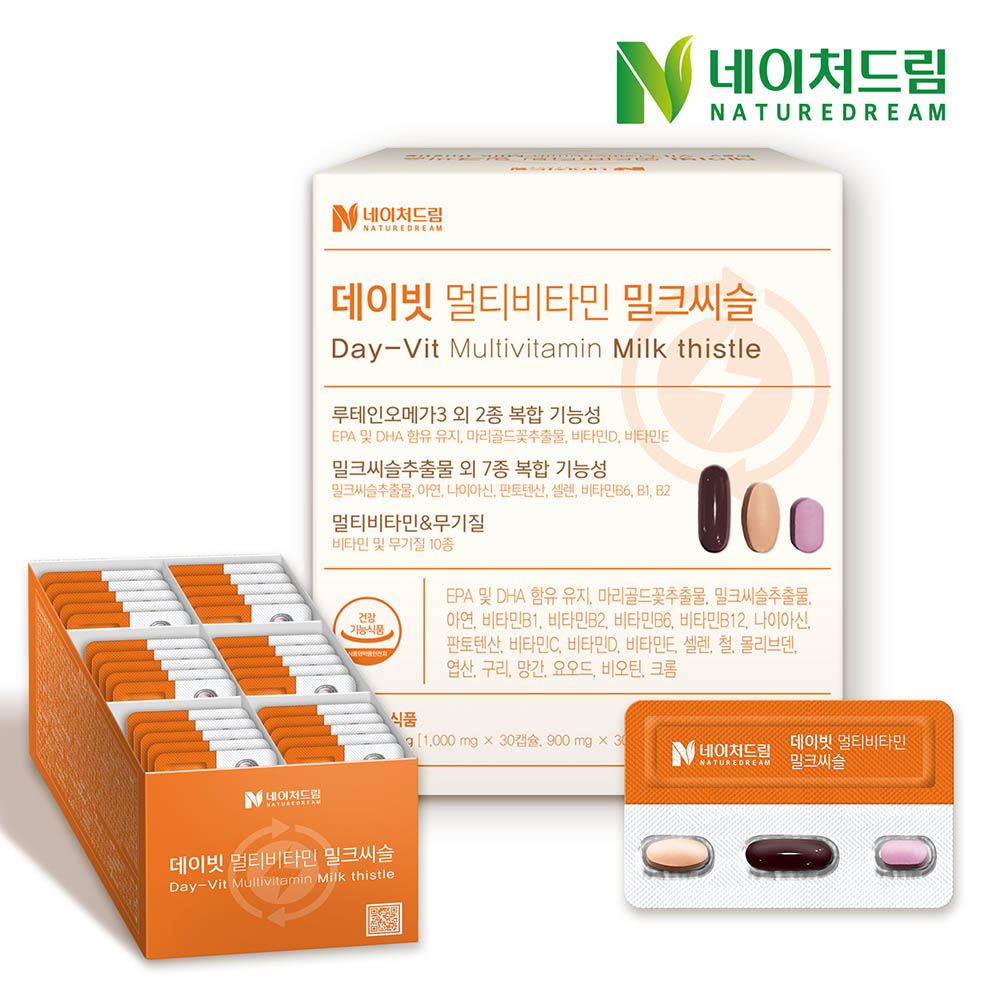<네이처드림> 데이빗 멀티비타민 밀크씨슬 루테인 오메가3 1000mg+900mg+600mg x 30