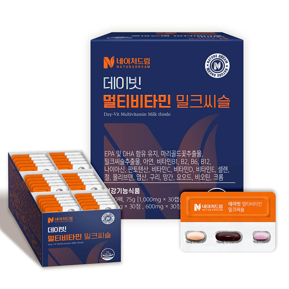 <네이처드림> 데이빗 멀티비타민 밀크씨슬 루테인 오메가3 1000mg+900mg+600mg x 30