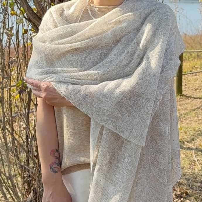 Eclainne 프리미에르 아이보리 100%캐시미어 터치 스카프