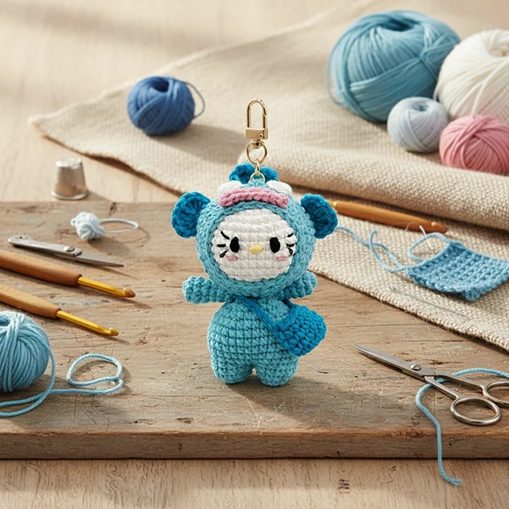 블루후드 미니 키티 한교동 키링 인형