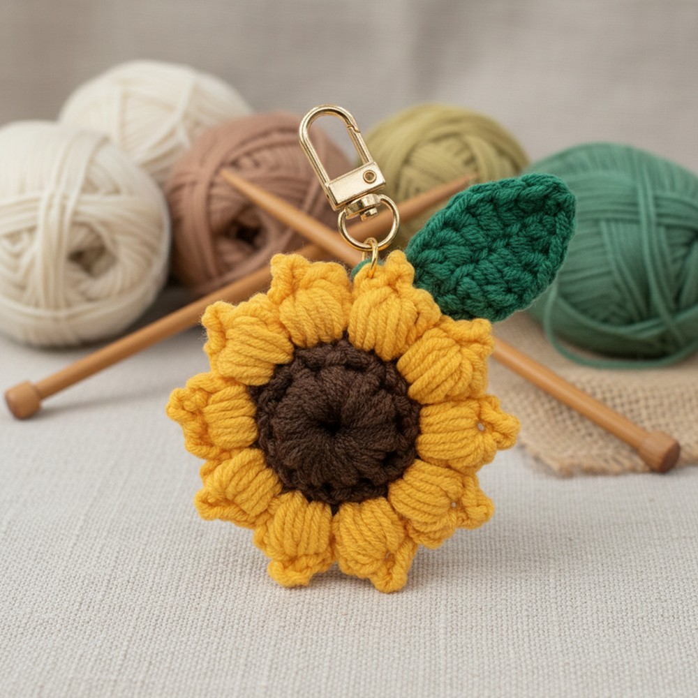 행운 황색 꽃잎 해바라기 키링