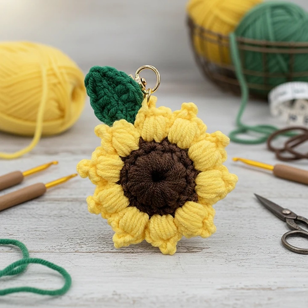 행운 노란색 꽃잎 해바라기 키링