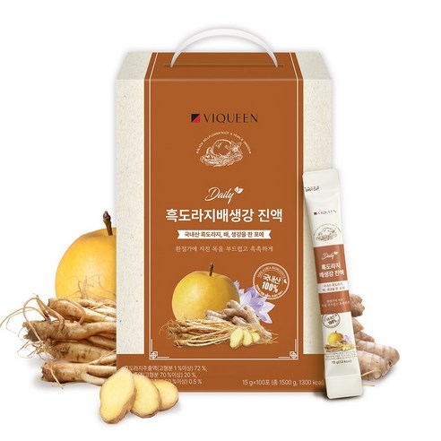 [바이퀸] 국내산 흑도라지, 배, 생강 진액(100포)