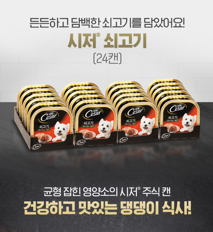 [시저] 애견 캔사료 쇠고기 100g * 24개입