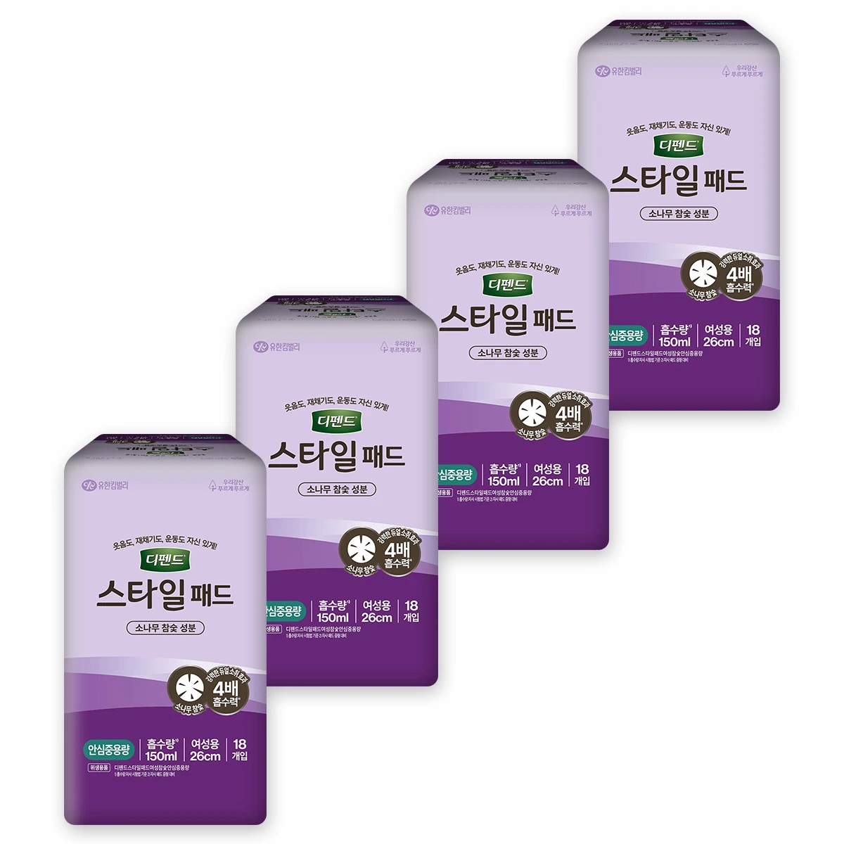 [디펜드] 패드 참숯 안심중용량 18매*4 (요실금 생리대)