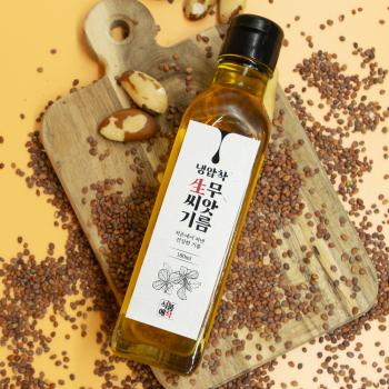 100% 냉압착 폐 기관지 기침에 좋은 생무씨앗기름, 1개, 180ml
